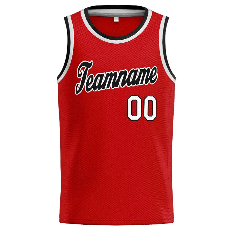 Custom Stitched Basketball Jersey for Men, Women And Kids Red-White-Black enthsush