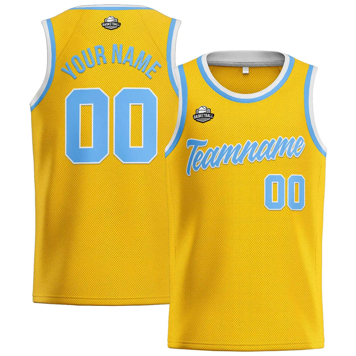 Custom Stitched Basketball Jersey for Men, Women  And Kids Yellow-Light Blue enthsush