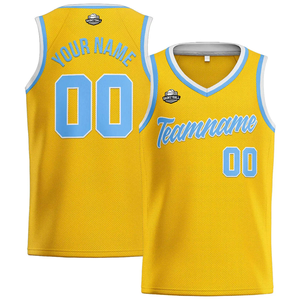 Custom Stitched Basketball Jersey for Men, Women  And Kids Yellow-Light Blue enthsush
