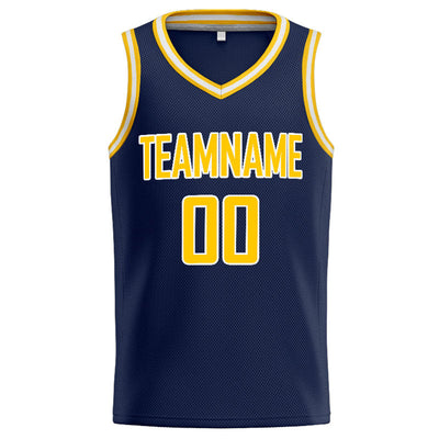 Custom Stitched Basketball Jersey for Men, Women And Kids Navy-Yellow-White enthsush