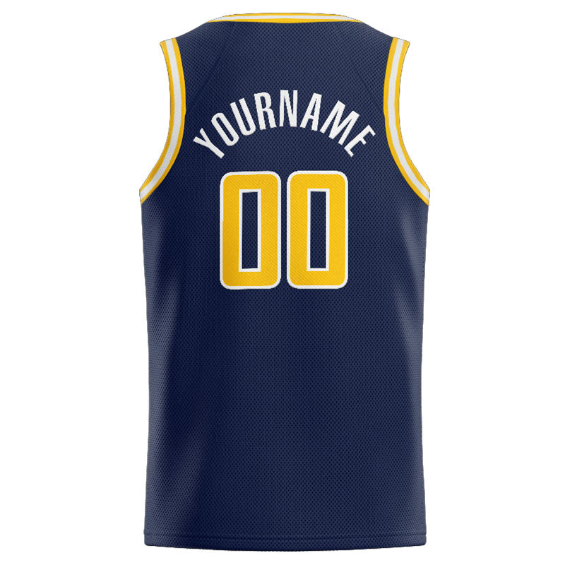Custom Stitched Basketball Jersey for Men, Women And Kids Navy-Yellow-White enthsush