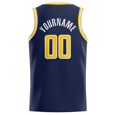 Custom Stitched Basketball Jersey for Men, Women And Kids Navy-Yellow-White enthsush