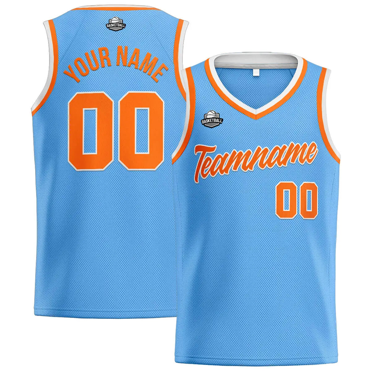 Custom Stitched Basketball Jersey for Men, Women  And Kids Light Blue-Orange-White enthsush