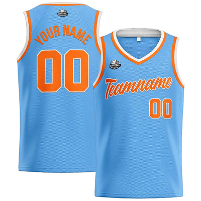 Custom Stitched Basketball Jersey for Men, Women  And Kids Light Blue-Orange-White enthsush