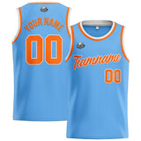 Custom Stitched Basketball Jersey for Men, Women  And Kids Light Blue-Orange-White