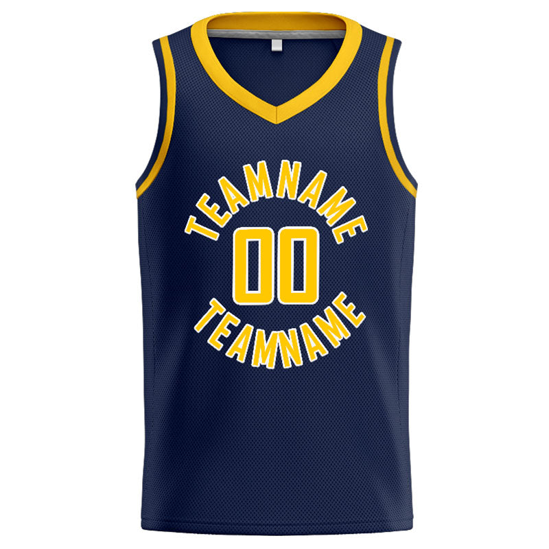 Custom Stitched Basketball Jersey for Men, Women And Kids Navy-Yellow-White