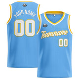 Custom Stitched Basketball Jersey for Men, Women  And Kids Light Blue-White-Yellow