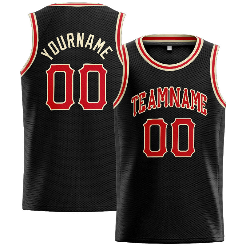 Custom Stitched Basketball Jersey for Men, Women And Kids Black-Red-Cream