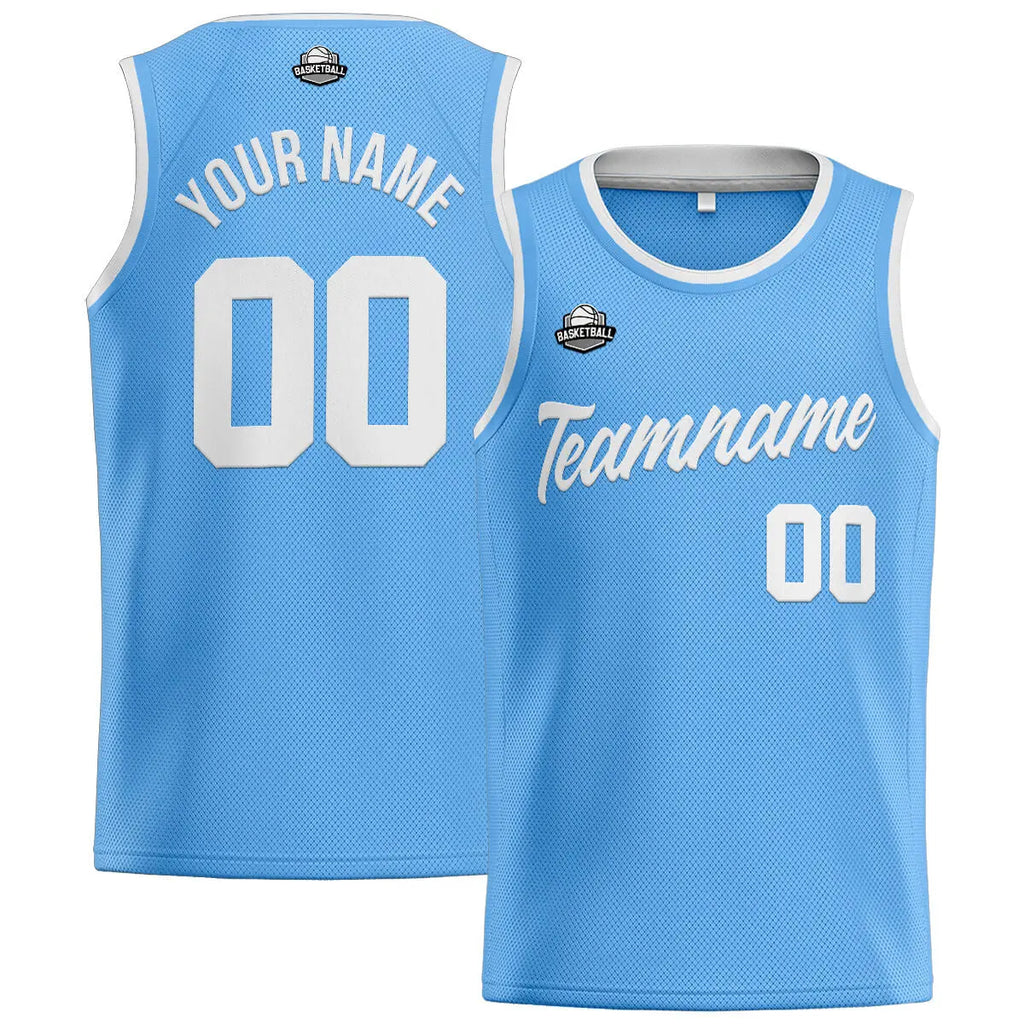 Custom Stitched Basketball Jersey for Men, Women  And Kids Light Blue-White enthsush