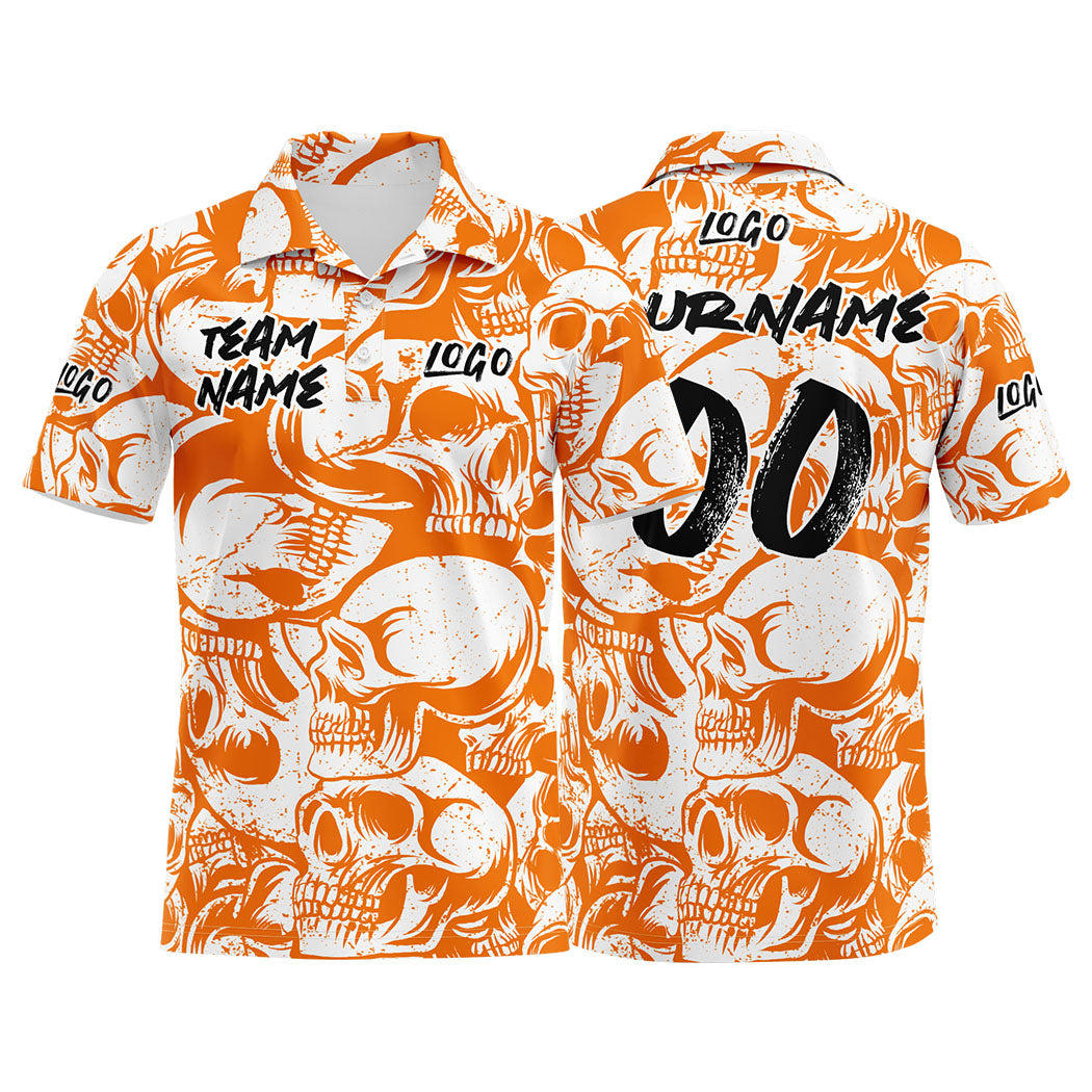 Custom Football Polo Shirts  Add Your Unique Logo/Name/Number Orange&White enthsush