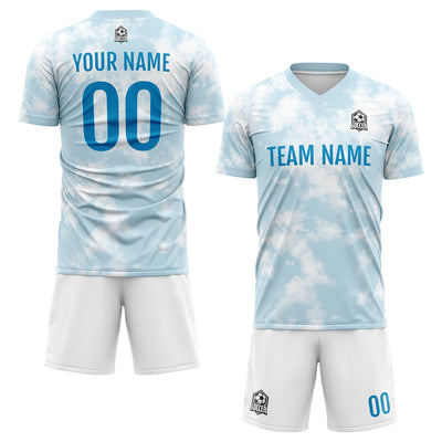 Custom Soccer Jerseys for Men Women Personalized Soccer Uniforms for Adult and Kid Light Blue-White enthsush