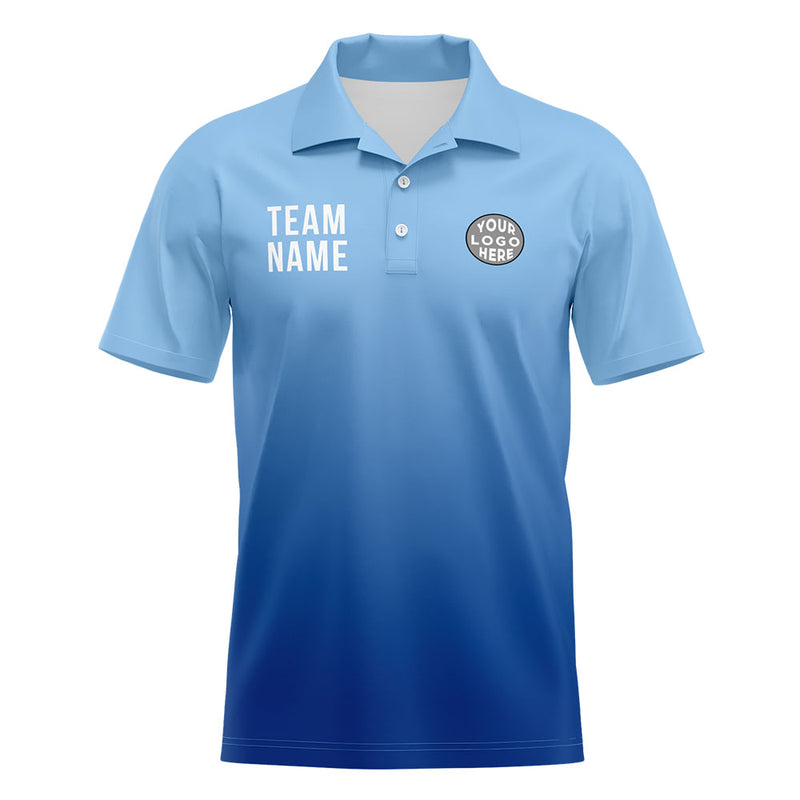 Custom Light Blue Football Polo Shirts Add Your Unique Logo/Name/Number