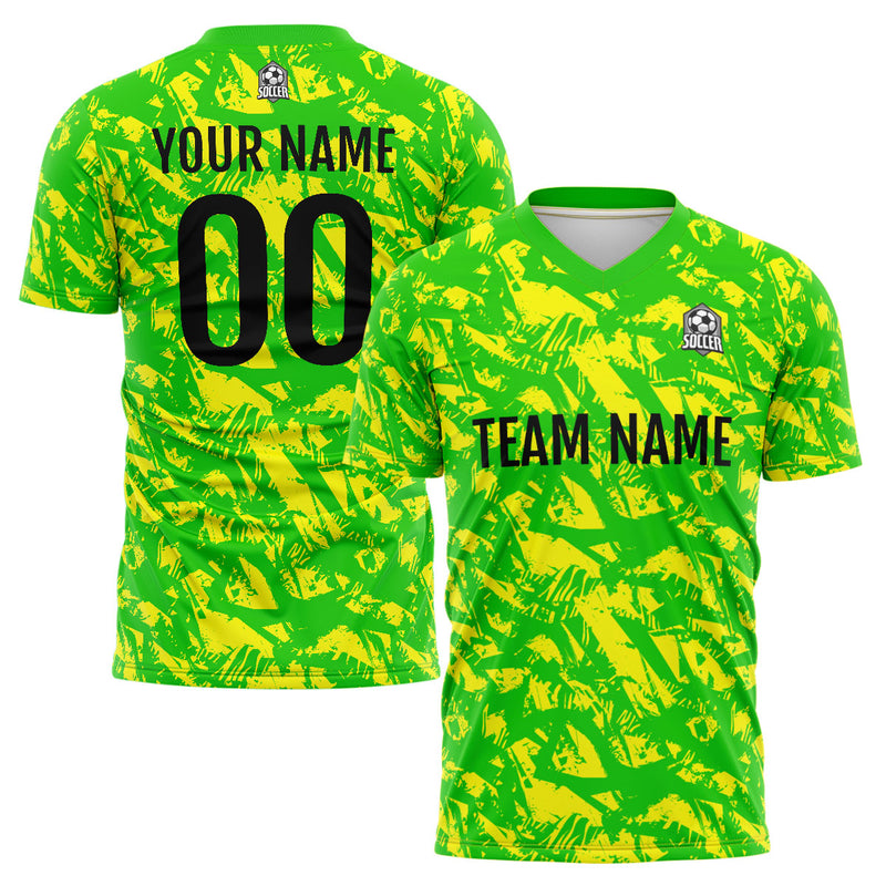 Custom Green Yellow Soccer Jerseys for Men Women Personalized Soccer Uniforms for Adult and Kid