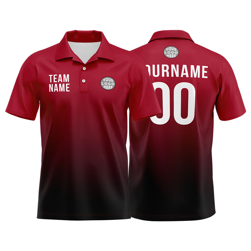 Custom Red Black Football Polo Shirts Add Your Unique Logo/Name/Number enthsush