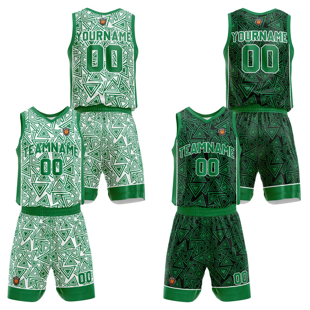 Custom Green Reversible Basketball Suit for Adults and Kids Personalized Jersey enthsush