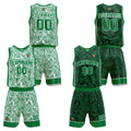 Custom Green Reversible Basketball Suit for Adults and Kids Personalized Jersey enthsush