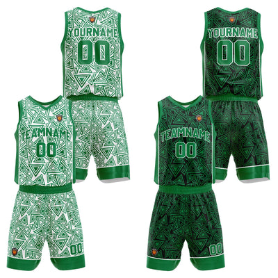 Custom Green Reversible Basketball Suit for Adults and Kids Personalized Jersey enthsush