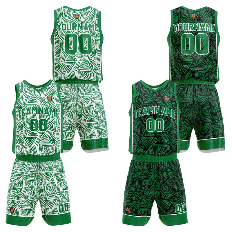 Custom Green Reversible Basketball Suit for Adults and Kids Personalized Jersey