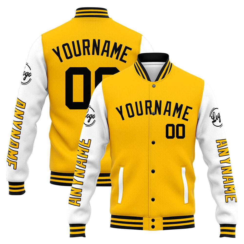 Custom Varsity Jacket Letterman jacket for Men, Women and Youth Yellow White enthsush