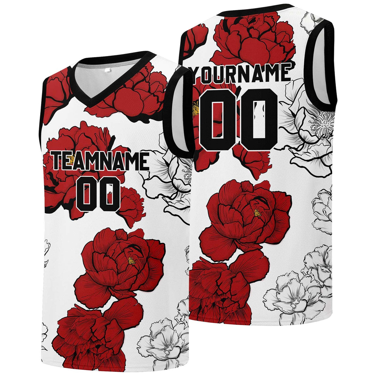 Custom basketball jersey for men and women. Stitched and printed name, number and logo Red enthsush