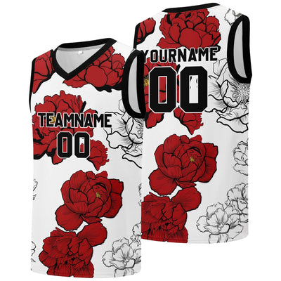 Custom basketball jersey for men and women. Stitched and printed name, number and logo Red enthsush
