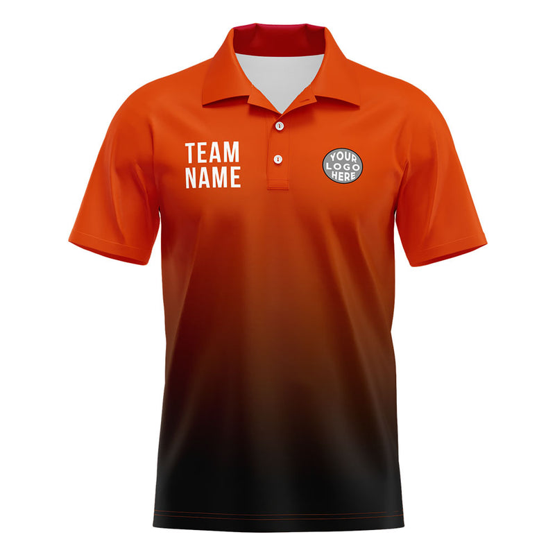 Custom Orange Black Football Polo Shirts Add Your Unique Logo/Name/Number