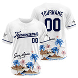 Custom Full Print Design Authentic Baseball Jersey white-blue