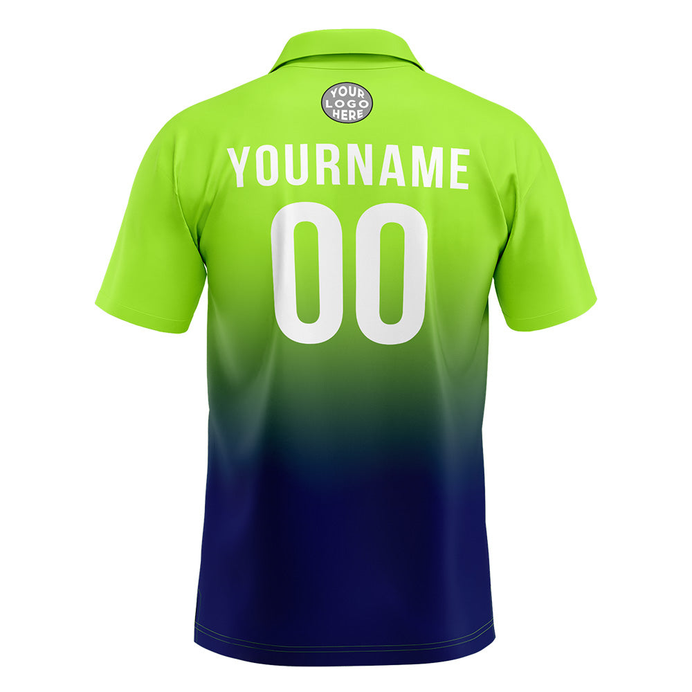Custom Neon Green Navy Football Polo Shirts Add Your Unique Logo/Name/Number enthsush