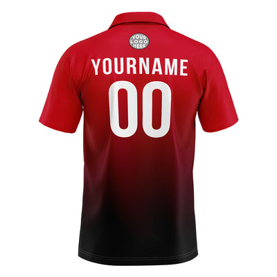 Custom Red Black White Football Polo Shirts Add Your Unique Logo/Name/Number enthsush
