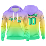 Custom Gradient Hoodie For Man Woman Girl Boy Print Your Logo Name Number Reddish Yellowish Green