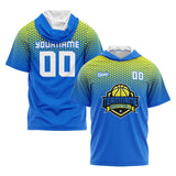 Custom Blue Yellow Short Sleeve Hoodies for Men Women Shirts with Hoods Printed Name Logo
