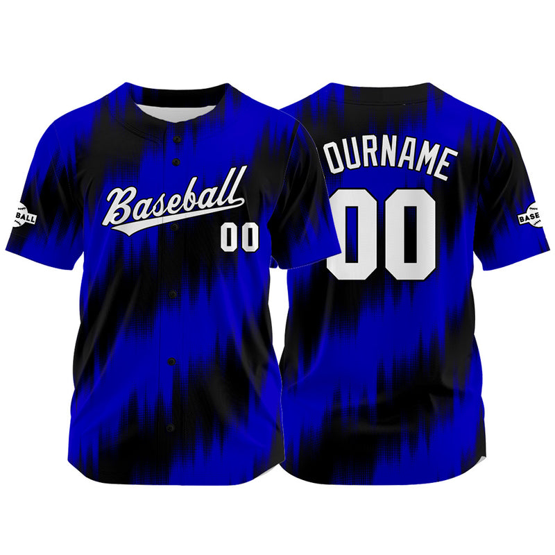 Custom Full Print Design Authentic Baseball Jersey black-blue