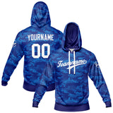 Custom Sweatshirt Hoodie For Men Women Girl Boy Print Your Logo Name Number Camouflage-Blue