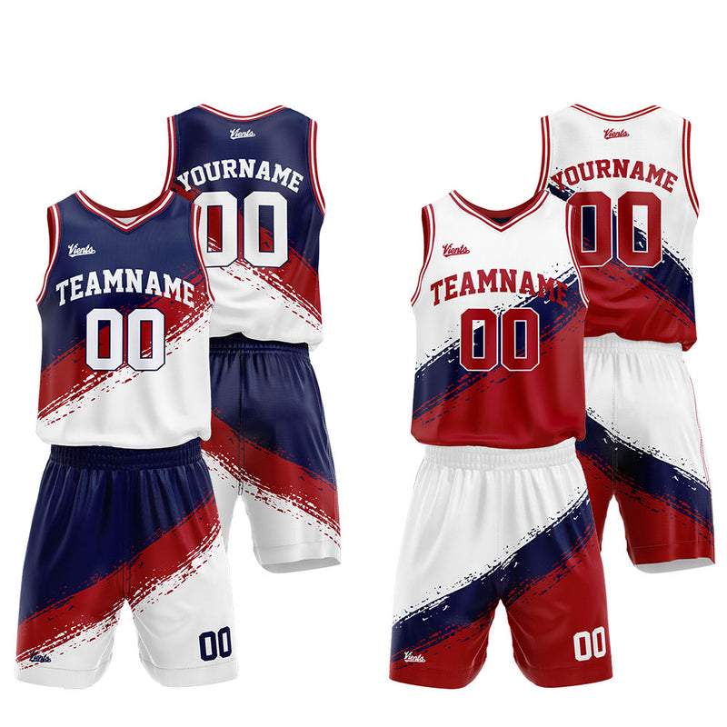 Custom Basketball Jersey Uniform Suit Printed Your Logo Name Number Navy-Red-White