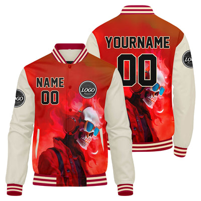 Custom Varsity Jacket Letterman jacket for Men, Women and Youth Red Cream enthsush