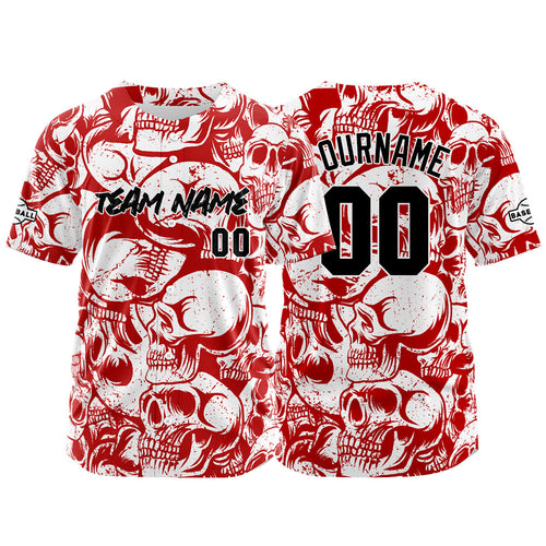 Custom Baseball Jersey Personalized Baseball Shirt for Men Women Kids Youth Teams Stitched and Print Red&White enthsush
