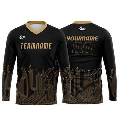 Custom Black Gold Basketball Soccer Football Shooting Long T-Shirt for Adults and Kids enthsush