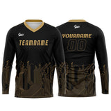 Custom Black Gold Basketball Soccer Football Shooting Long T-Shirt for Adults and Kids