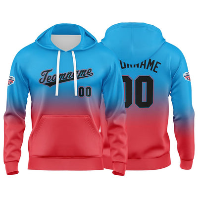 Custom Gradient Hoodie For Man Woman Girl Boy Print Your Logo Name Number Blue Red enthsush
