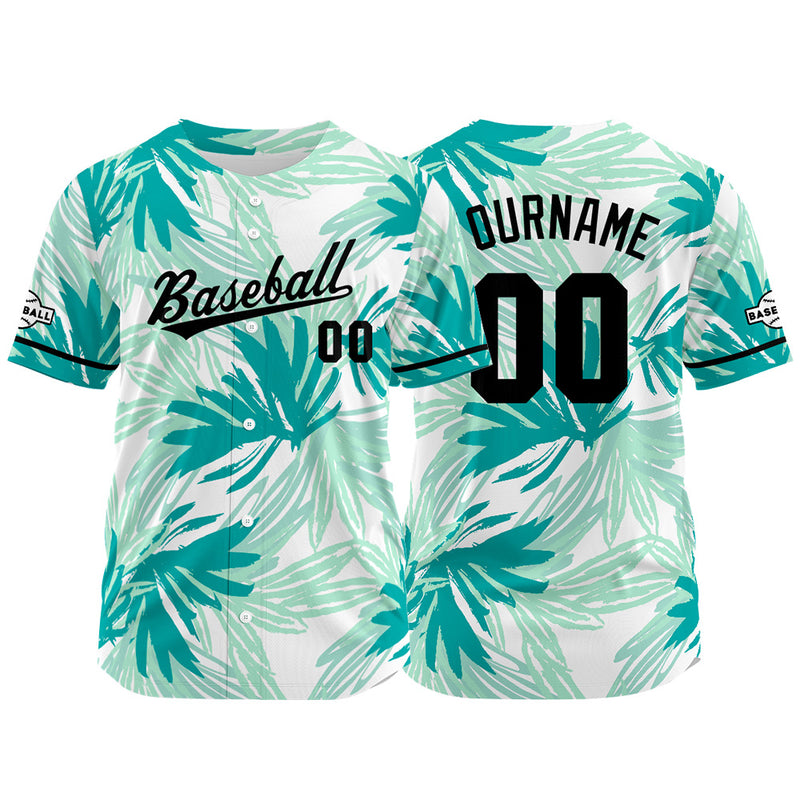 Custom Full Print Design Authentic Baseball Jersey Aqua green