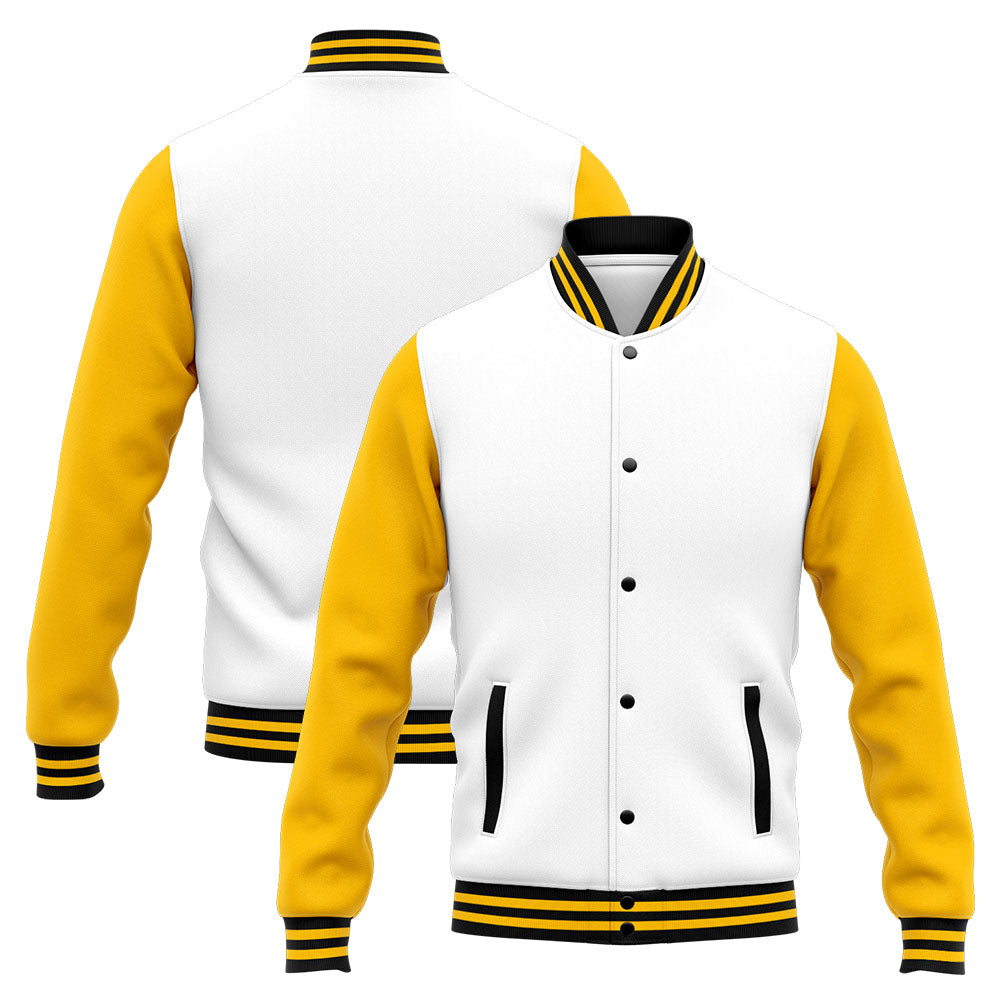 Custom Varsity Jacket Letterman jacket for Men, Women and Youth Yellow White enthsush