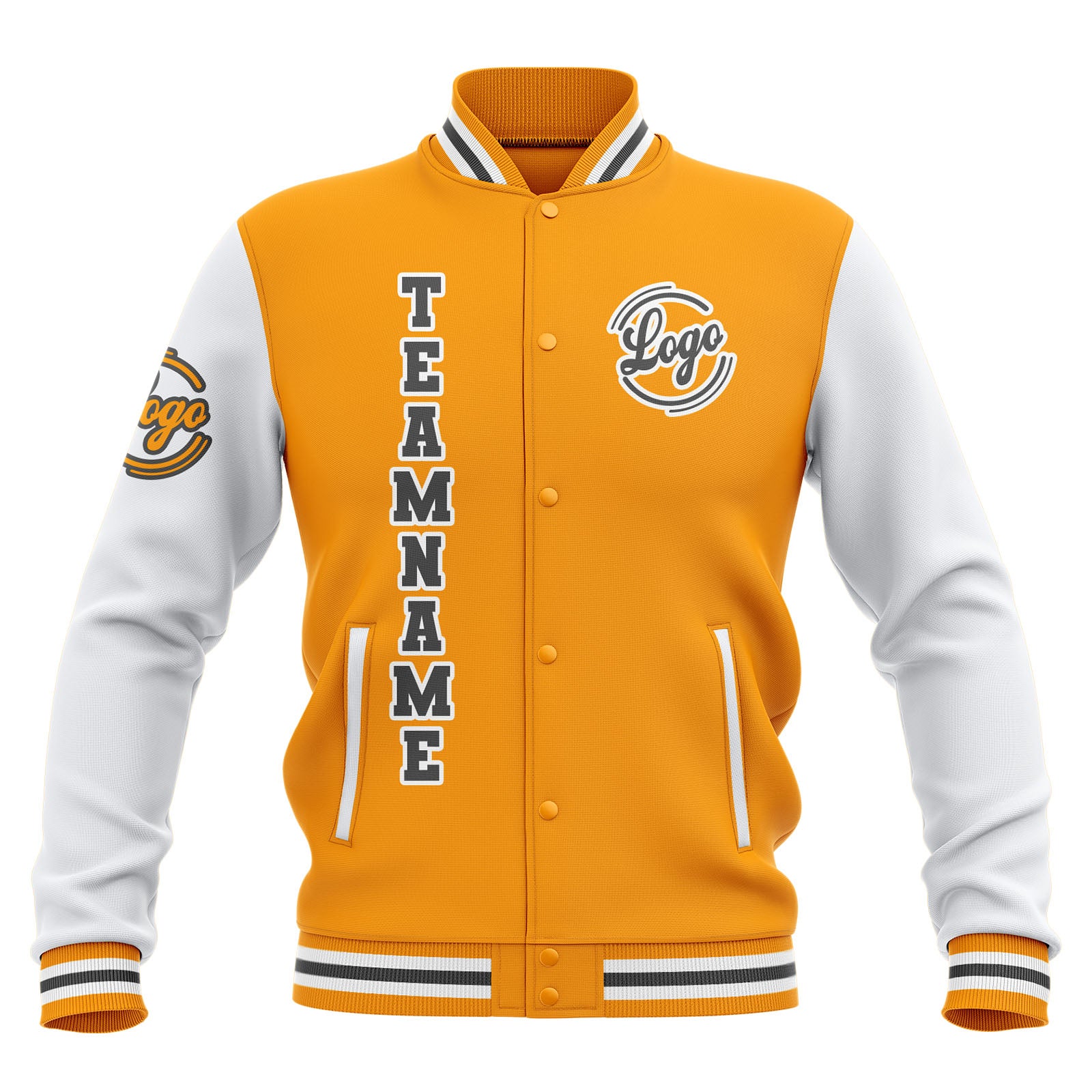 Custom Yellow White Grey Waterproof Varsity Jackets Personalized Stitched Name Number Logo to Letterman Jackets enthsush