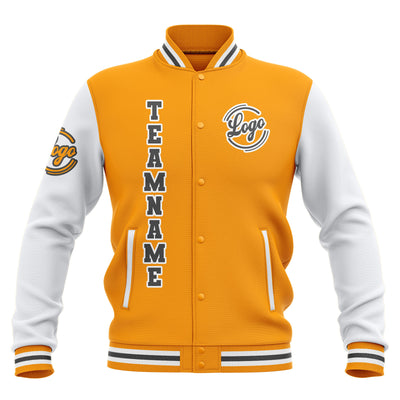 Custom Yellow White Grey Waterproof Varsity Jackets Personalized Stitched Name Number Logo to Letterman Jackets enthsush