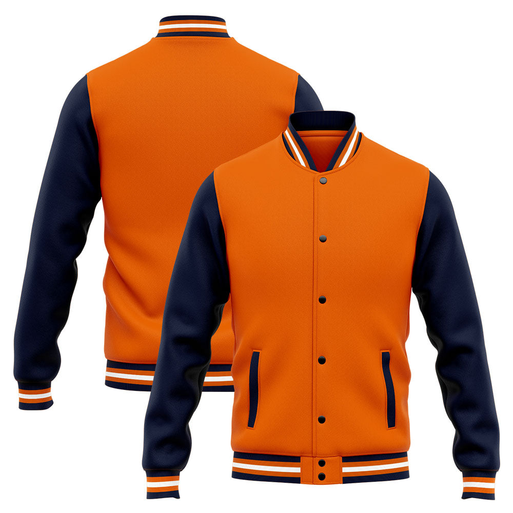 Custom Varsity Jacket Letterman jacket for Men, Women and Youth Navy Orange enthsush