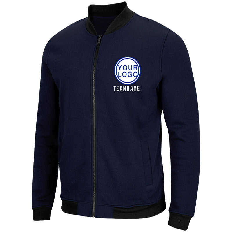Custom Long Sleeve Windbreaker Jackets Uniform Printed Your Logo Name Number Navy-White-Royal enthsush