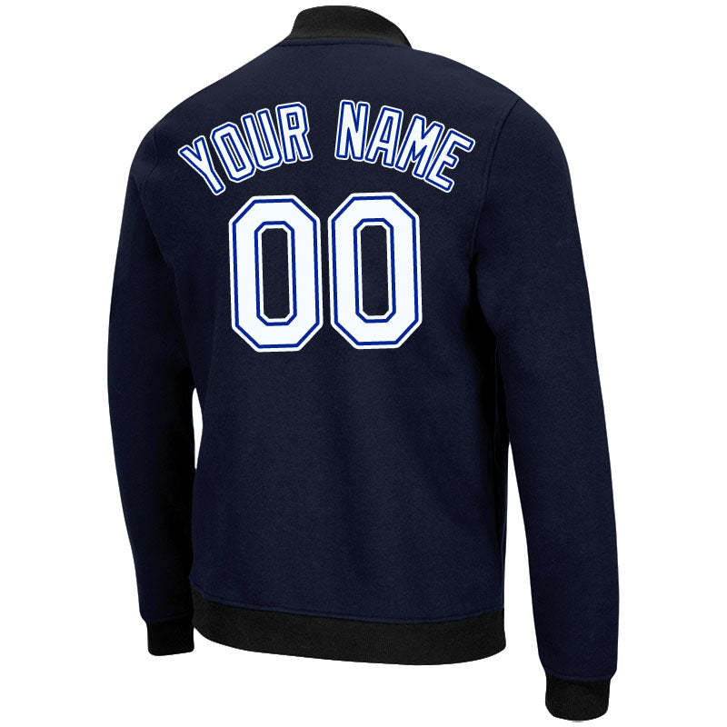 Custom Long Sleeve Windbreaker Jackets Uniform Printed Your Logo Name Number Navy-White-Royal enthsush