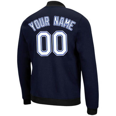 Custom Long Sleeve Windbreaker Jackets Uniform Printed Your Logo Name Number Navy-White-Royal enthsush