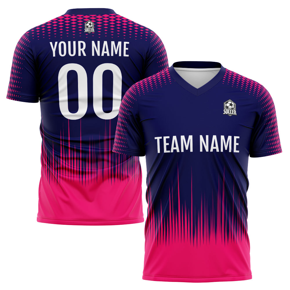 Custom Soccer Jerseys for Men Women Personalized Soccer Uniforms for Adult and Kid Navy&Pink enthsush