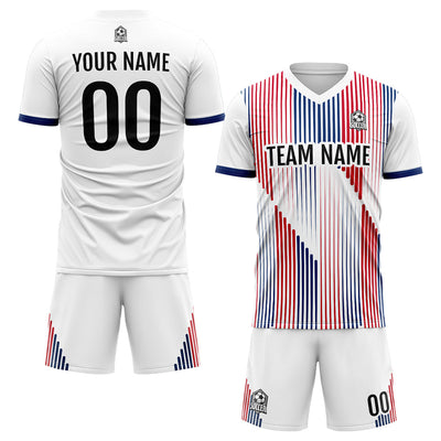 Custom Soccer Jerseys for Men Women Personalized Soccer Uniforms for Adult and Kid White-Red-Royal enthsush