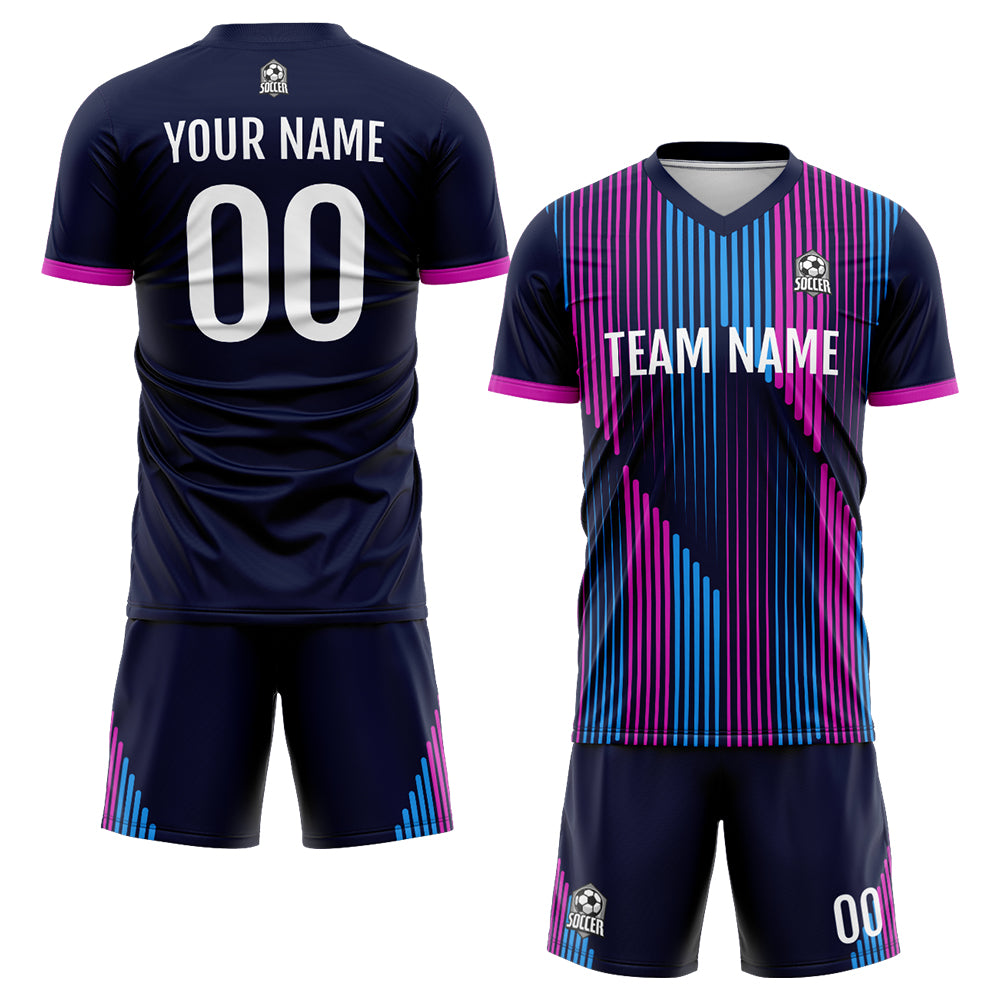 Custom Soccer Jerseys for Men Women Personalized Soccer Uniforms for Adult and Kid Navy-Pink-Blue enthsush